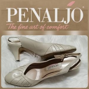 VTG Penaljo 70s slingback cream Leather heel shoes